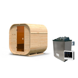 Sauna d'extérieur 2 places - parois 38mm - porte en verre - poêle avec ctrl externe - Quadro 1 - KARIBU