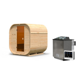Sauna d'extérieur 2 places - parois 38mm - porte en verre - poêle Easy Bio ctrl externe - Quadro 1 - KARIBU