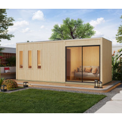 Sauna d'extérieur 5 places - parois 73mm - bois brut - sans poêle - Monterey - KARIBU