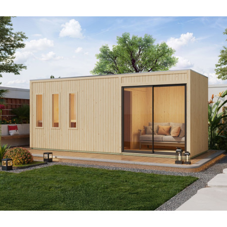 Sauna d'extérieur 4 à 6 places - parois 73mm - bois brut - sans poêle - Monterey - KARIBU