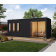 Sauna d'extérieur 4 à 6 places - parois 73mm - bois noir - sans poêle - Monterey - KARIBU