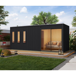Sauna d'extérieur 5 places - parois 73mm - bois noir - sans poêle - Monterey - KARIBU