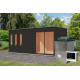 Sauna d'extérieur 4 à 6 places - parois 73mm - bois noir - poêle ctrl externe - Monterey - KARIBU