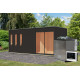 Sauna d'extérieur 4 à 6 places - parois 73mm - bois noir - poêle Easy Bio ctrl externe - Monterey - KARIBU
