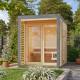 Sauna d'extérieur 2 à 4 places - parois 38mm - avec terrasse - poêle ctrl externe - Ares 1 - KARIBU 