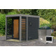 Sauna d'extérieur en bois anthracite 2 à 4 places - parois 38mm - avec terrasse - poêle ctrl externe - Ares 1 - KARIBU