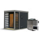 Sauna d'extérieur en bois anthracite 2 à 4 places - parois 38mm - avec terrasse - poêle Easy Bio ctrl externe - Ares 1 - KARIBU 