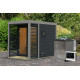 Sauna d'extérieur en bois anthracite 2 à 4 places - parois 38mm - avec terrasse - poêle Easy Bio ctrl externe - Ares 1 - KARIBU 