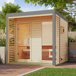 Sauna d'extérieur 2 à 5 places - parois 38mm - avec terrasse - sans poêle - Ares 2 - KARIBU