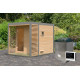Sauna d'extérieur 4 à 5 places - parois 38mm - avec terrasse - poêle ctrl externe - Ares 2 - KARIBU