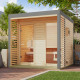 Sauna d'extérieur 4 à 5 places - parois 38mm - avec terrasse - poêle Easy Bio ctrl externe - Ares 2 - KARIBU