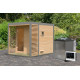 Sauna d'extérieur 4 à 5 places - parois 38mm - avec terrasse - poêle Easy Bio ctrl externe - Ares 2 - KARIBU