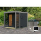 Sauna d'extérieur en bois anthracite 4 à 5 places - parois 38mm - avec terrasse - poêle ctrl externe - Ares 2 - KARIBU 