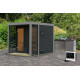Sauna d'extérieur en bois anthracite 4 à 5 places - parois 38mm - avec terrasse - poêle Easy Bio ctrl externe - Ares 2 - KARIBU
