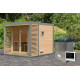 Sauna d'extérieur 6 à 8 places - parois 38mm - avec terrasse - poêle ctrl externe - Ares 3 - KARIBU