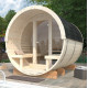 Sauna tonneau Anita - 2 à 4 places - bois massif 42mm - façade vitrée - poêle inclus - Palmako 