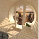 Sauna tonneau Anita - 4 à 6 places - bois massif 42mm - façade vitrée - poêle inclus - Palmako