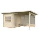 Sauna Sanna avec terrasse 5,9m² - 2 à 4 places - bois massif 44mm - poêle inclus - Palmako