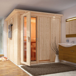 Sauna traditionnel RODIN 5 à 6 places 68mm avec couronne et porte à économie d'énergie KARIBU