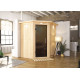 Sauna traditionnel d'angle TAURIN 2 à 3 places 68mm avec couronne et porte moderne KARIBU