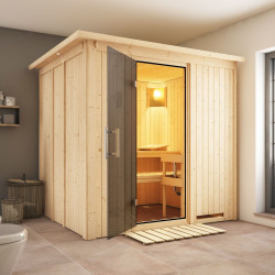 Sauna traditionnel SODIN 3 à 4 places 68mm avec couronne et porte moderne KARIBU