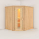 Sauna traditionnel d'angle SIIRIN 4 à 5 places 68mm sans couronne - avec porte à économie d'énergie KARIBU