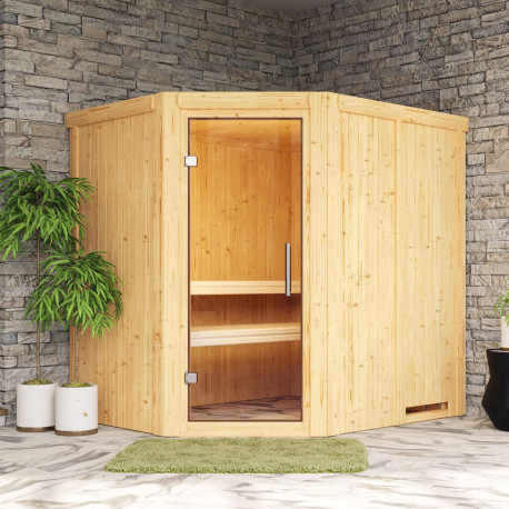 Sauna traditionnel d'angle SIIRIN 4 à 5 places 68mm KARIBU
