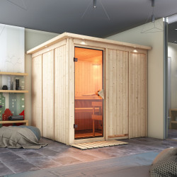 Sauna traditionnel RODIN 5 à 6 places 68mm avec couronne et porte classique KARIBU