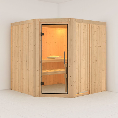 Sauna traditionnel d'angle JARIN 5 à 6 places 68mm KARIBU