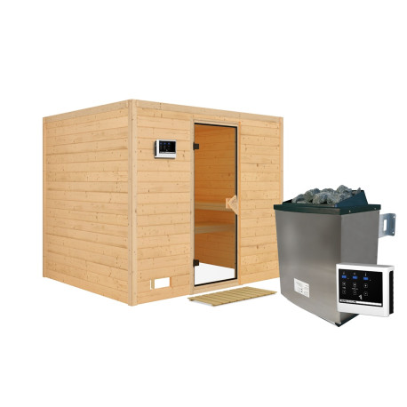 Sauna traditionnel Sonara 6 à 8 places 40mm + poêle 9kw à commandes externes EASY KARIBU