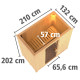 Sauna traditionnel VARIADO 2 à 3 places 68mm avec couronne et porte en verre claire KARIBU