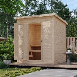 Sauna d’extérieur en bois brut Hytti 2 - 4 places - 38mm - KARIBU