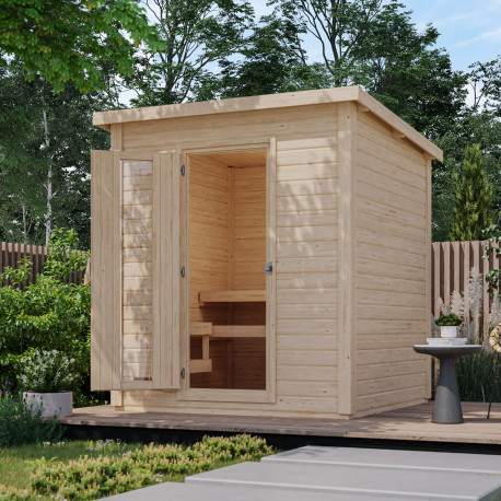 Sauna d’extérieur en bois brut Hytti 2 - 4 places - 38mm - KARIBU