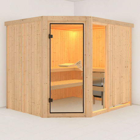 Sauna traditionnel d'angle FIONA 3 - 5 à 6 places 68mm KARIBU