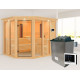 Sauna d'angle multifonctionnel AVA 5 à 6 places 68mm KARIBU