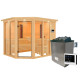 Sauna d'angle multifonctionnel AVA 5 à 6 places 68mm KARIBU
