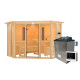 Sauna d'angle multifonctionnel ASTA 4 à 5 places 68mm KARIBU