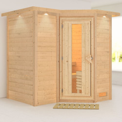 Sauna traditionnel 38mm 4 à 5 places Sahib 1 avec couronne et porte à économie d'énergie KARIBU