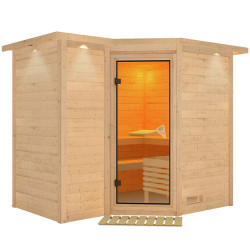 Sauna traditionnel 38mm 5 à 6 places Sahib 2 avec couronne et porte classique KARIBU