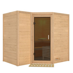 Sauna traditionnel 38mm 5 à 6 places Sahib 2 sans couronne - avec porte moderne KARIBU