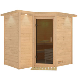 Sauna traditionnel 38mm 5 à 6 places Sahib 2 avec couronne et porte moderne KARIBU
