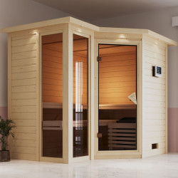 Sauna traditionnel d'intérieur en bois Amara 5 à 6 places 38mm avec couronne KARIBU