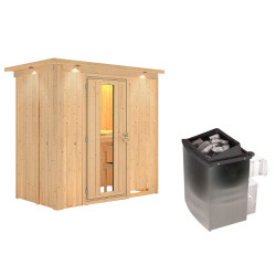 Sauna traditionnel VARIADO 2 à 3 places 68mm - poêle 9000W ctrl intégré - couronne - porte à économie d'énergie KARIBU