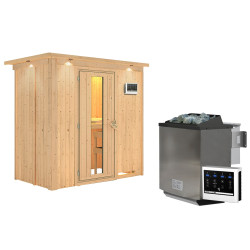 Sauna traditionnel VARIADO 2 à 3 places 68mm - poêle Easy Bio 9000W - couronne - porte à économie d'énergie KARIBU