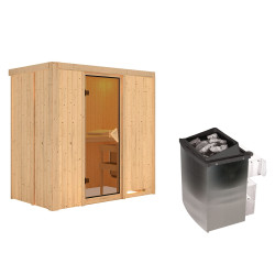 Sauna traditionnel VARIADO 2 à 3 places 68mm - poêle 9000W ctrl intégré - sans couronne - porte classique KARIBU