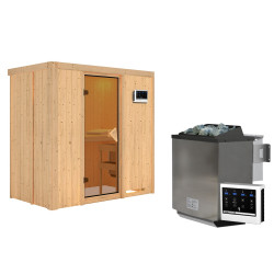 Sauna traditionnel VARIADO 2 à 3 places 68mm - poêle Easy Bio 9000W - sans couronne - porte classique KARIBU