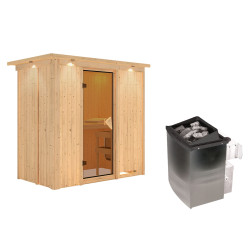 Sauna traditionnel VARIADO 2 à 3 places 68mm - poêle 9000W ctrl intégré - couronne - porte classique KARIBU