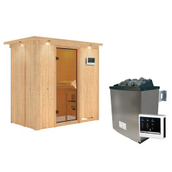 Sauna traditionnel VARIADO 2 à 3 places 68mm - poêle 9000W ctrl externe - couronne - porte classique KARIBU