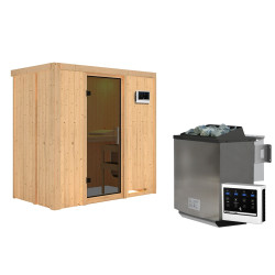 Sauna traditionnel VARIADO 2 à 3 places 68mm - poêle Easy Bio 9000W - sans couronne - porte moderne KARIBU