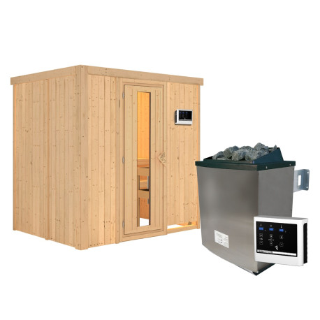 Sauna traditionnel BODIN - poêle 9000W ctrl externe sans couronne - KARIBU